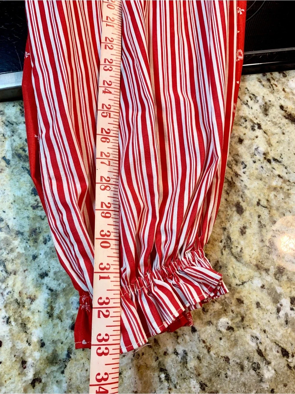 Vintage Handmade Red White Striped Clown Costume w/Collar & Hat - Youth (5-8 yr)